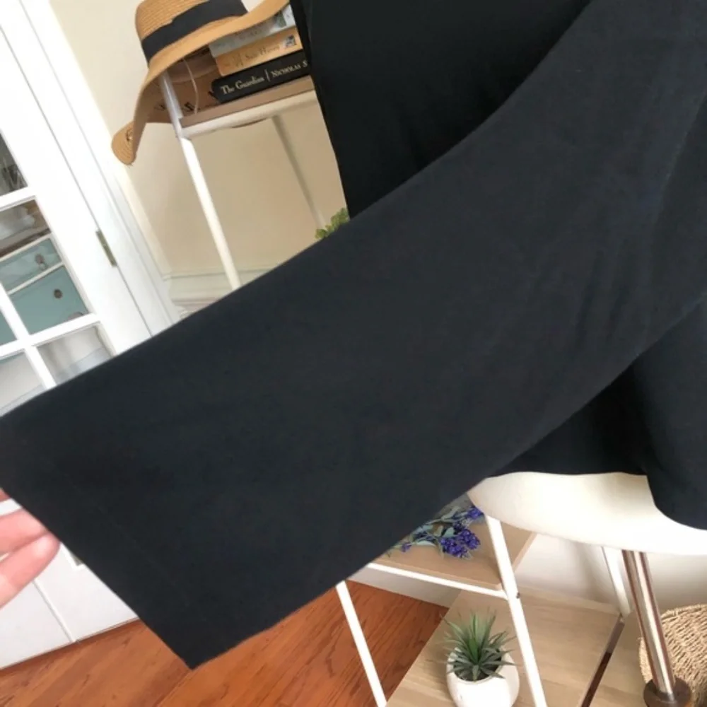 Eileen Fisher black georgette crepe silk long sleeve box top blouse - Picture 3 of 6